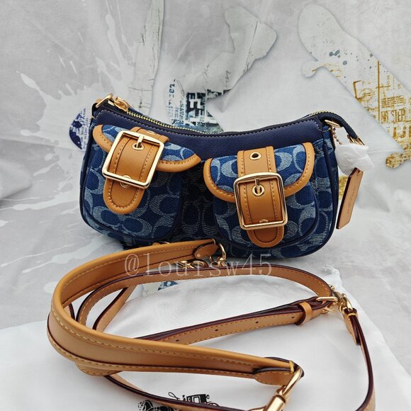 Coach Ashton In Signature Denim Shoulder Bag - Picture 1 of 10
